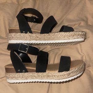 Big girls Size 3 black espadrilles by Soda (worn once)